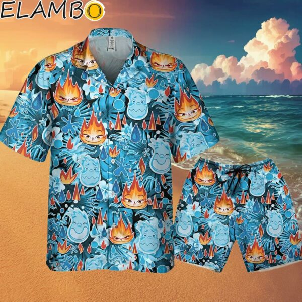 Disney Pixar Seamless Elemental Ember And Wade Tropical Blue Hawaiian Shirt Hawaaian Shirt Hawaaian Shirt
