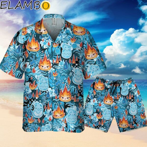 Disney Pixar Seamless Elemental Ember And Wade Tropical Blue Hawaiian Shirt Hawaiian Hawaiian