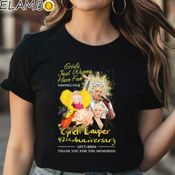Girls Just Wanna Have Fun Farewell Tour Cyndi Lauper 47th Anniversary 1977 2024 Thank You For The Memories T Shirt Black Shirt Shirt