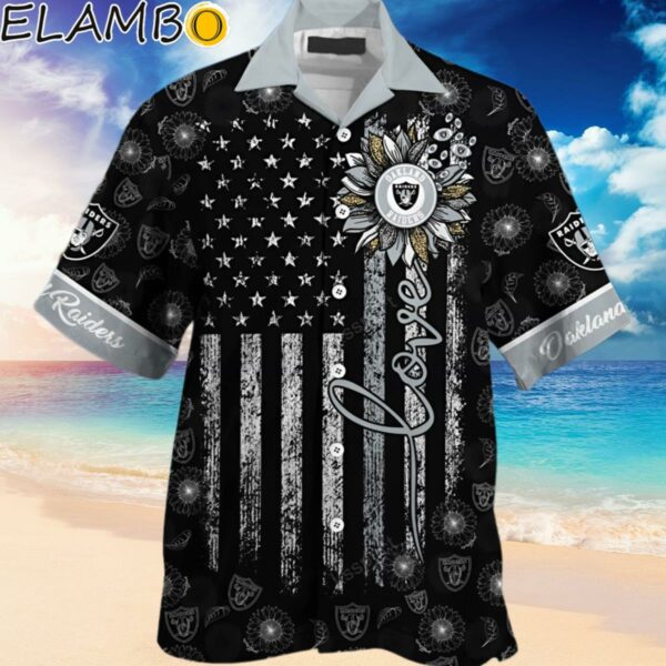Las Vegas Raiders NFL Custom Name Sunflowers And American Flag Hawaiian Shirt Hawaiian Hawaiian