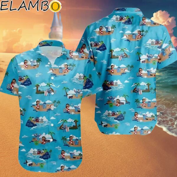 Lilo And Stitch Blue Dog Alien Button Up Hawaii Shirt Hawaaian Shirt Hawaaian Shirt