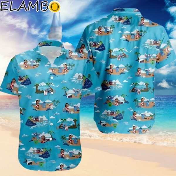 Lilo And Stitch Blue Dog Alien Button Up Hawaii Shirt Hawaiian Hawaiian
