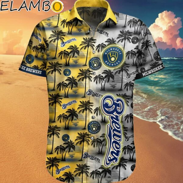 Milwaukee Brewers Palm Tree Hawaiian Shirt Aloha Shirt Hawaaian Shirt Hawaaian Shirt