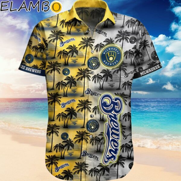 Milwaukee Brewers Palm Tree Hawaiian Shirt Aloha Shirt Hawaiian Hawaiian
