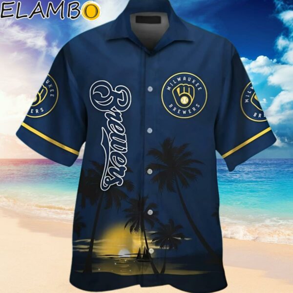 Milwaukee Brewers Short Sleeve Button Up Hawaiian Shirt Hawaiian Hawaiian
