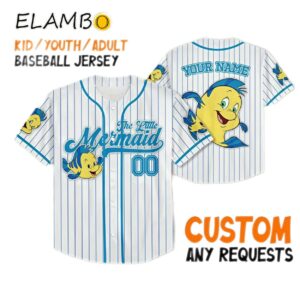 Personalize Disney Game Day The Little Mermaid Flounder Baseball Jersey Printed Thumb
