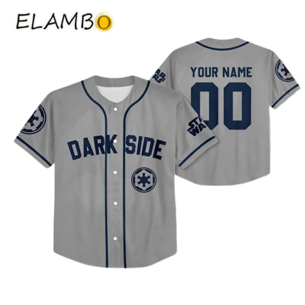 Personalize Disney Star Wars Dark Side Navy Grey Baseball Jersey Printed Thumb