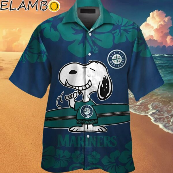 Seattle Mariners Snoopy Short Sleeve Button Up Tropical Hawaiian Shirt Hawaaian Shirt Hawaaian Shirt