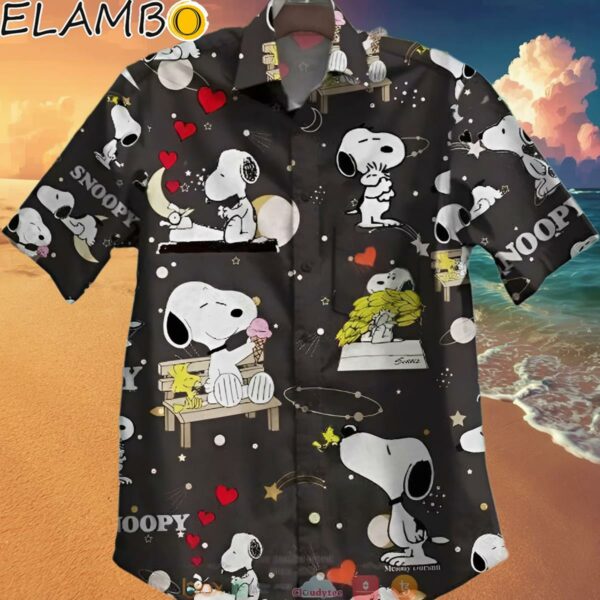 Snoopy Heart Black Hawaiian Shirt Hawaaian Shirt Hawaaian Shirt