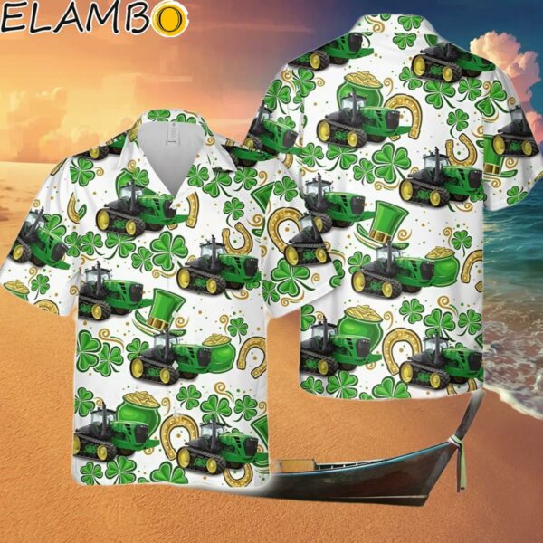 St Patricks Day John Deere Tracked Tractor Hawaiian Shirt Hawaaian Shirt Hawaaian Shirt