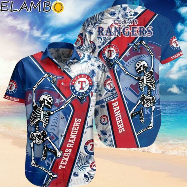 Texas Rangers Hawaiian Shirt Skeleton Dancing Texas Rangers Gift Hawaiian Hawaiian