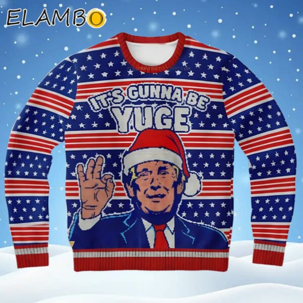 Yuge Trump Holiday Party All Over Print Ugly Christmas Sweater Ugly Sweater