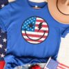 Happy Face USA Flag Unisex T Shirt Cotton Tee TSE209.jpg