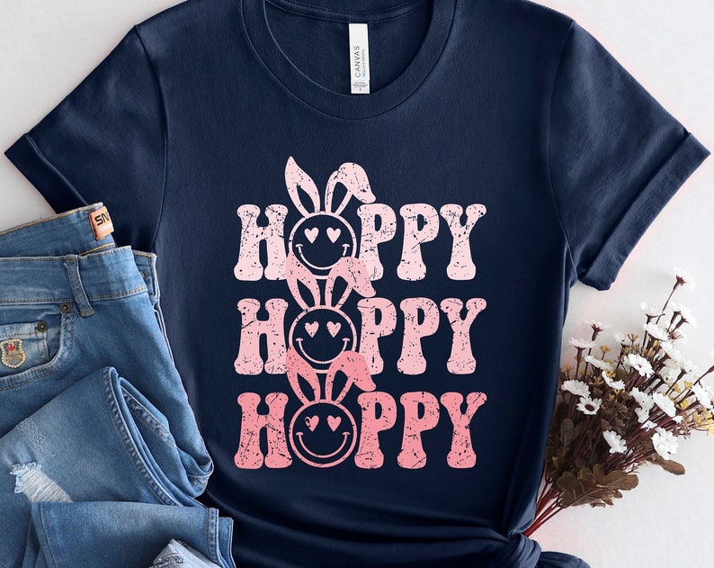 Hoppy Easter Bunny Ears Unisex T Shirt Cotton Tee TSE240.jpg