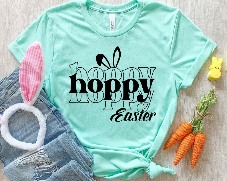 Hoppy Easter Bunny Unisex T Shirt Cotton Tee TSE259.jpg