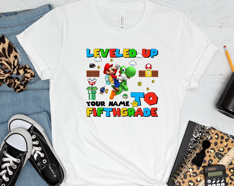 Leveled Up To Fifth Grade Unisex T Shirt Cotton Tee TSE229.jpg