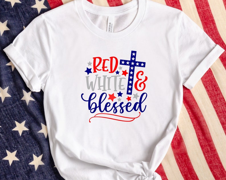 Red White Blessed Unisex T Shirt Cotton Tee TSE233.jpg