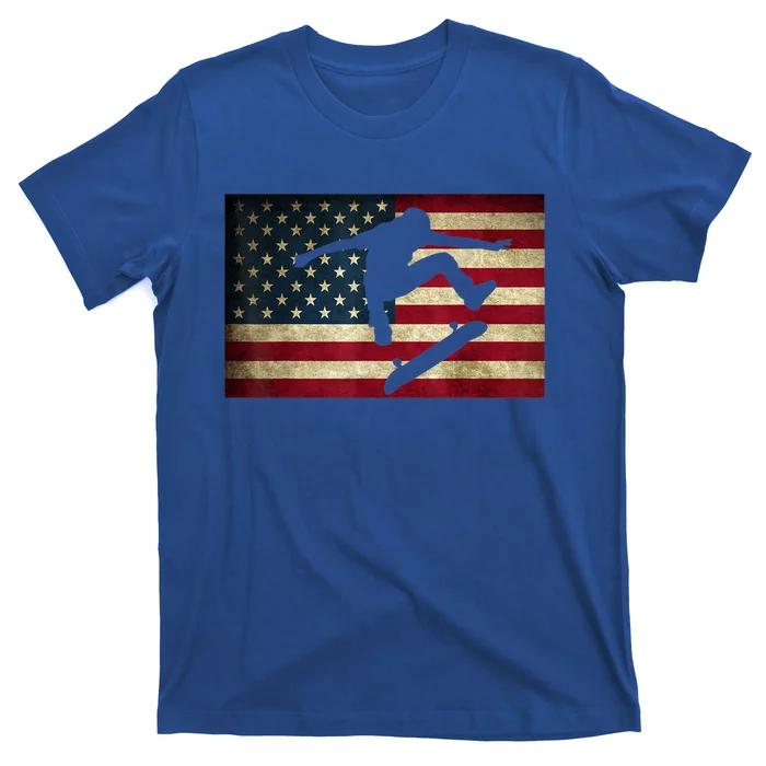 Skateboarding Funny Gift Skater Skate Board American Flag Gift T Shirt.webp